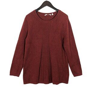 Soft Surroundings Cable Knit Detail Sweater Womens Large Burnt Orange Rust Loose